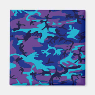Camouflage Donkerblauw & Paarse Patroon Magneet
