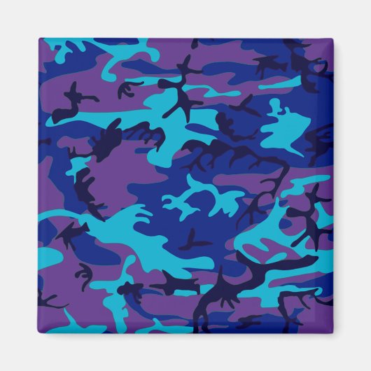 Camouflage Donkerblauw & Paarse Patroon Magneet (Voorkant)