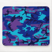 Camouflage Donkerblauw & Paarse Patroon Muismat (Voorkant)