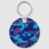 Camouflage Donkerblauw & Paarse Patroon Naam toevo Sleutelhanger (Achterkant)