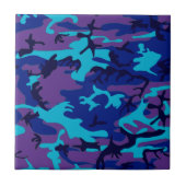 Camouflage Donkerblauw & Paarse Patroon Tegeltje (Voorkant)