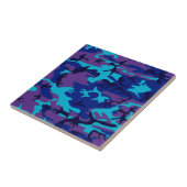 Camouflage Donkerblauw & Paarse Patroon Tegeltje (Zijkant)