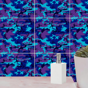 Camouflage Donkerblauw & Paarse Patroon Tegeltje