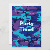 Camouflage Donkerblauwe & Paarse Verjaardagsfeestj Kaart (Voorkant)