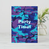 Camouflage Donkerblauwe & Paarse Verjaardagsfeestj Kaart (Staand voorkant)