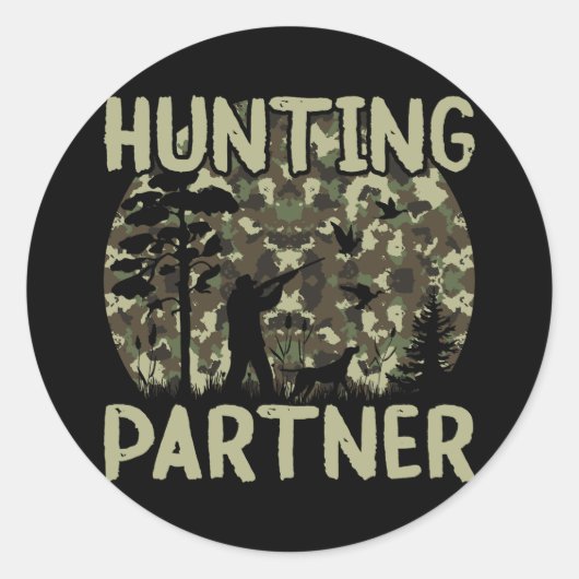 Camouflage Duck Hunting Dog Partner Ronde Sticker (Voorkant)