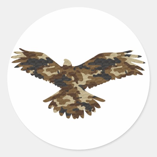 Camouflage Eagle Silhouet Ronde Sticker (Voorkant)