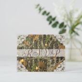 Camouflage en antieke witte kant trouw-RSVP RSVP Kaartje (Staand voorkant)