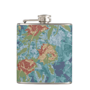 Camouflage en bloemen heupfles