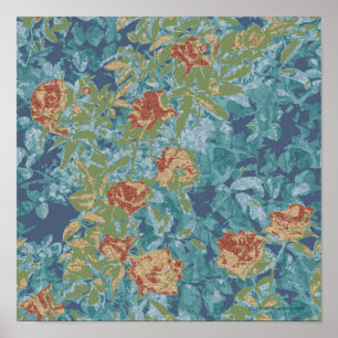 Camouflage en bloemen poster