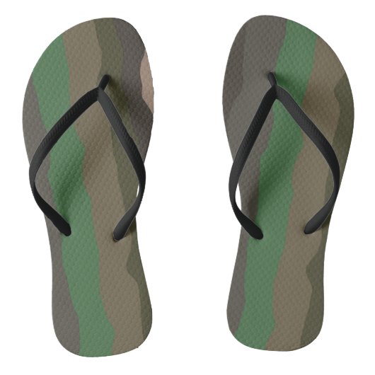 Camouflage en groene abstracte strepen teenslippers (Voetbed)