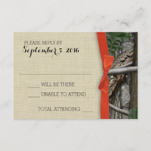 Camouflage en Oranje Bow-respons RSVP Kaartje
