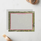 Camouflage en roze, gepersonaliseerde platte notie notitiekaartje (Voorkant / Achterkant in situ)