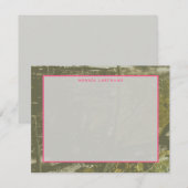 Camouflage en roze, gepersonaliseerde platte notie notitiekaartje (Voorkant / Achterkant)