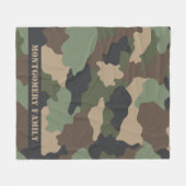 Camouflage Familie Monogram Woodland Camo Fleece Deken (Voorkant (Horizontaal))
