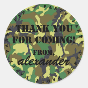 Camouflage feest dank u ronde sticker