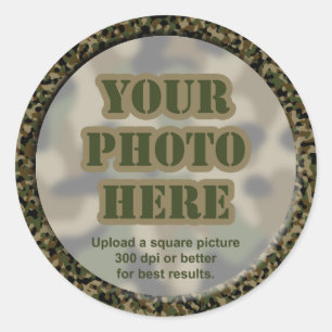 Camouflage Foto-Stickers (vellen van 6 grote stokj Ronde Sticker
