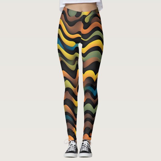 Camouflage geel groen Waterverf Leggings (Voorkant)