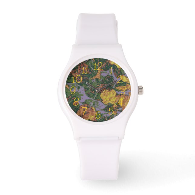 Camouflage gele bloem horloge (Voorkant)