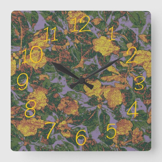 Camouflage gele bloem vierkante klok (Voorkant)