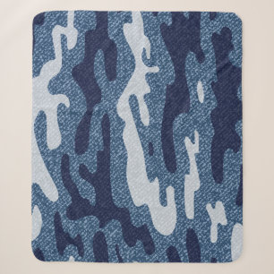 Camouflage gevlekte denim jeans patroon sherpa deken