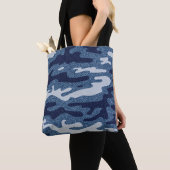 Camouflage gevlekte denim jeans patroon tote bag (Dichtbij)