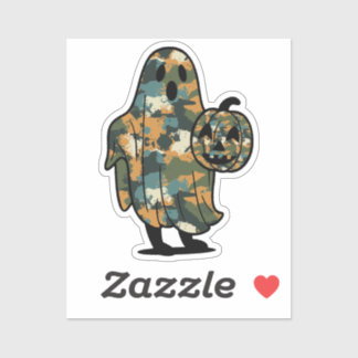 Camouflage Ghost met een pompoen Sticker