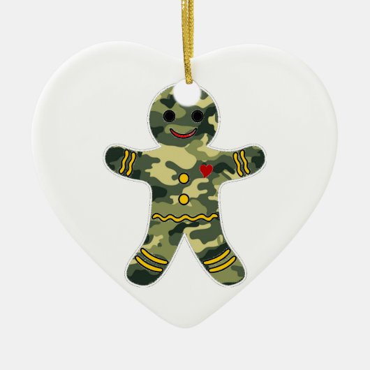 Camouflage Gingerbrood Man Keramisch Ornament (Voorkant)