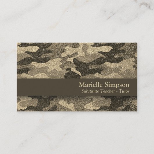 Camouflage Gold Glitter Visitekaartje (Voorkant)