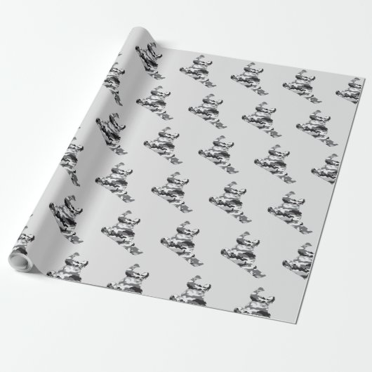 Camouflage Gray Snowboarder Cadeaupapier (Uitgerold)