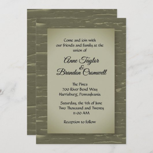 Camouflage Green Bark Design Weddenschap Kaart (Voorkant / Achterkant)