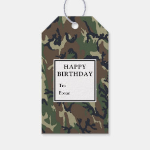 Camouflage Green Birthday Gift Labels Cadeaulabel