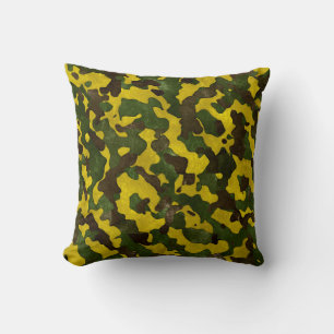 Camouflage Green Black Yellow Pillow Kussen