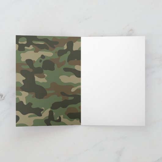 Camouflage Green Camo Army Monogram Birthday Kaart (Binnen)