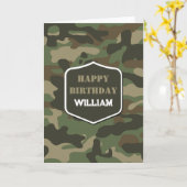 Camouflage Green Camo Army Monogram Birthday Kaart (Gele Bloem)