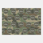 Camouflage Green Camo Army Monogram Birthday Naam Inpakpapier Vel (Voorkant)