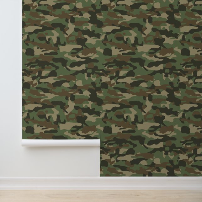 Camouflage Green Camo Army Pattern Behang (Applicatie)