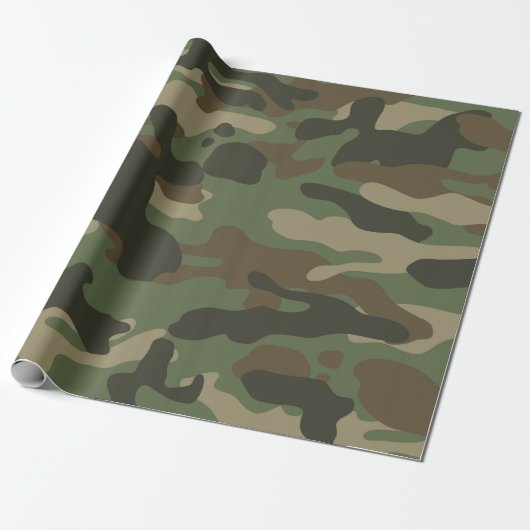 Camouflage Green Camo Army Pattern Cadeaupapier (Uitgerold)