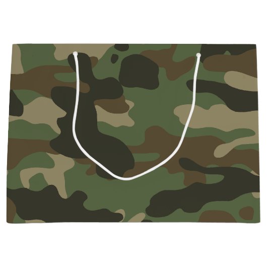 Camouflage Green Camo Army Pattern Groot Cadeauzakje (Voorkant)