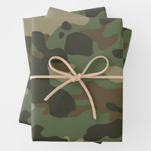 Camouflage Green Camo Army Pattern Inpakpapier Vel