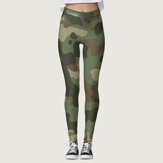 Camouflage Green Camo Army Pattern Leggings (Voorkant)