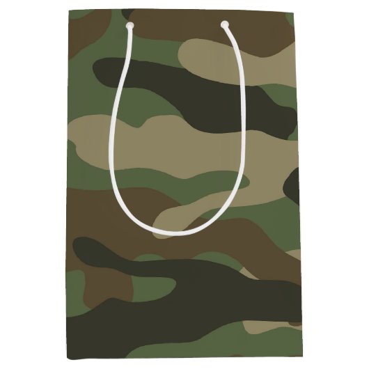 Camouflage Green Camo Army Pattern Medium Cadeauzakje (Voorkant)