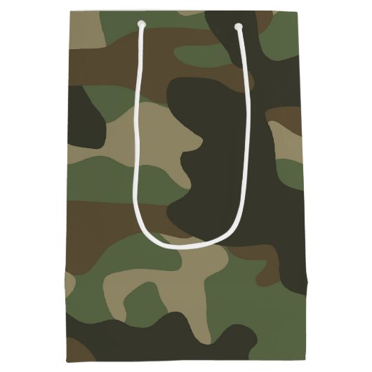 Camouflage Green Camo Army Pattern Medium Cadeauzakje (Achterkant)