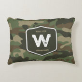 Camouflage Green Camo Army Pattern Monogram Accent Kussen (Voorkant)