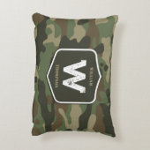 Camouflage Green Camo Army Pattern Monogram Accent Kussen (Achterkant (Verticaal))