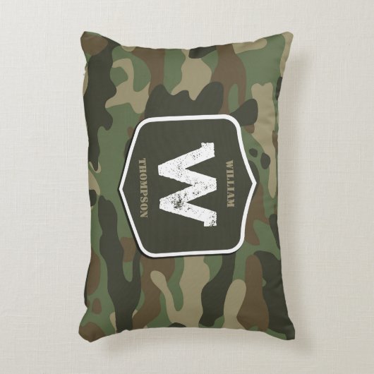 Camouflage Green Camo Army Pattern Monogram Accent Kussen (Voorkant(Verticaal))