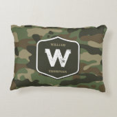 Camouflage Green Camo Army Pattern Monogram Accent Kussen (Achterkant)