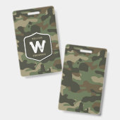 Camouflage Green Camo Army Pattern Monogram Badge (Voor- en achterkant)