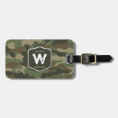 Camouflage Green Camo Army Pattern Monogram Bagagelabel (Voorkant horizontaal)