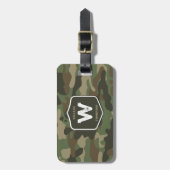 Camouflage Green Camo Army Pattern Monogram Bagagelabel (Voorkant verticaal)